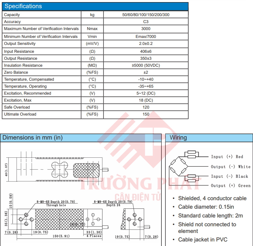 Loadcell L6E ZEMIC 50kg, 60kg, 150kg, 200kg, 250kg,300kg