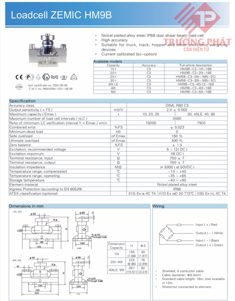 Cảm biến lực HM9B-30T ZEMIC Hà Lan