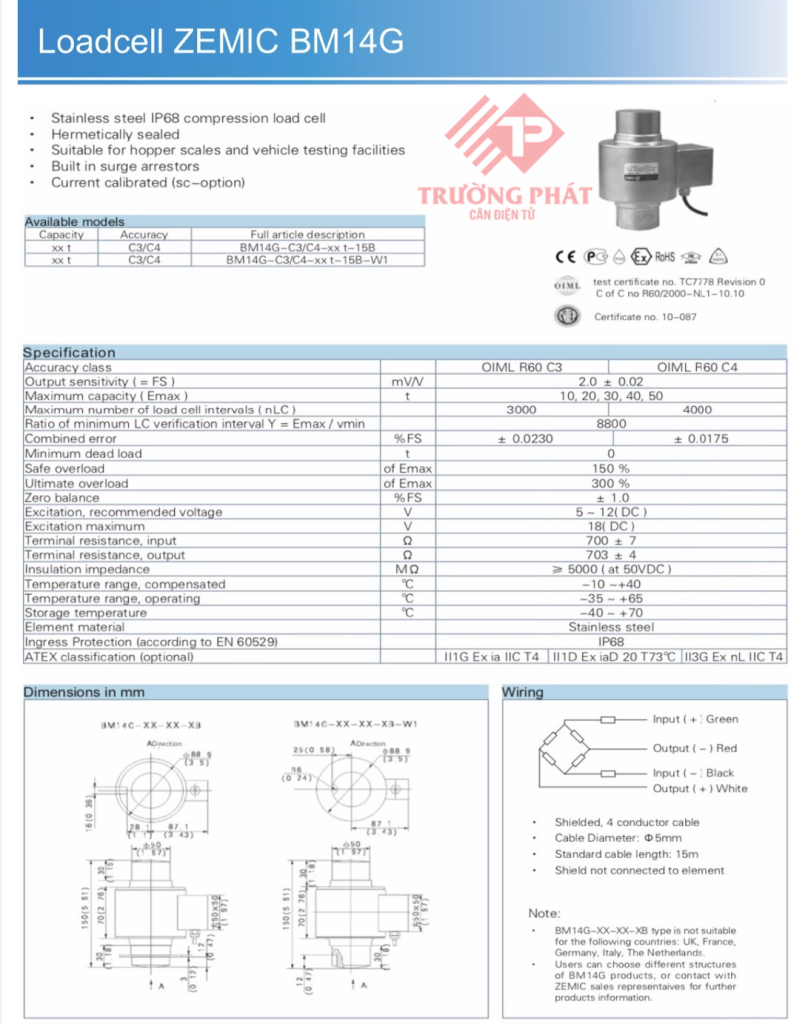 Cảm biến lực BM14G 30 Tấn