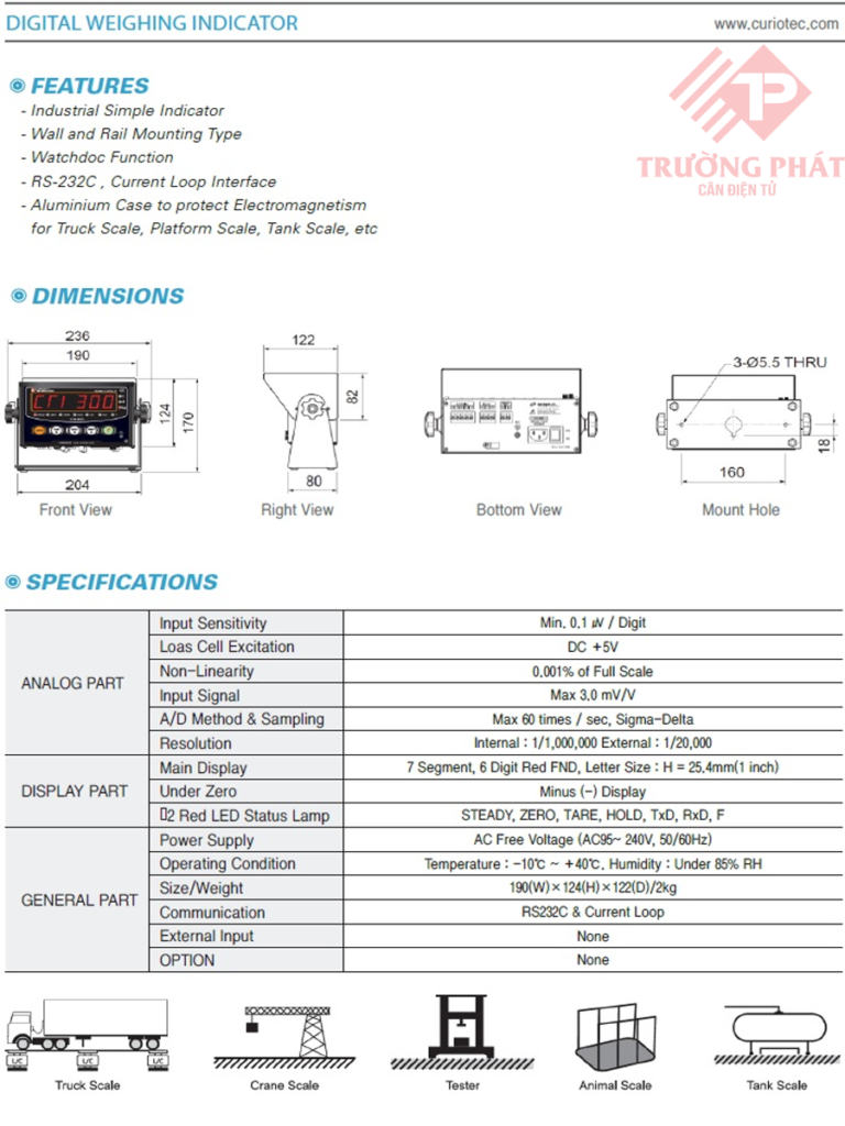 Đầu cân CTI-300 Curiotec