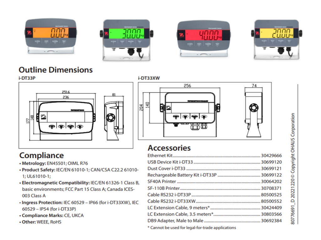 Bộ chỉ thị Ohaus I-DT33P